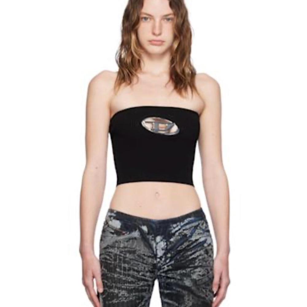 Diesel Black Tube Top with Silver Logo